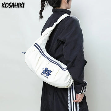 Qfdian 2025 New Trendy Striped Handbags Casual Men Women Outdoor Sports Crossbody Bag Y2k Aesthetic Ins All Match Travel Shoulder Bags